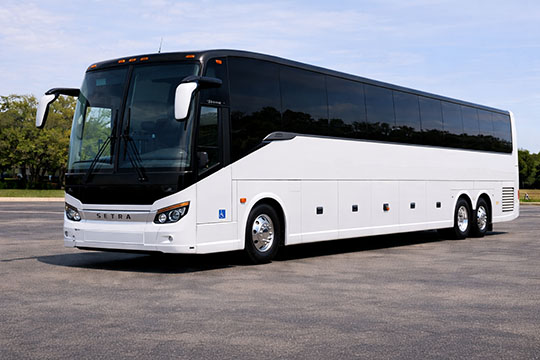 56-passenger charter bus available for charter in Lawrence, KS